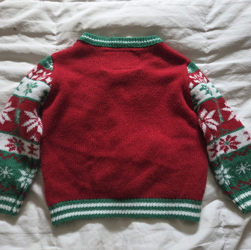 Festive Red Christmas Sweater with Reindeer Design, Size 18-24months, Unisex - Picture 4 of 4